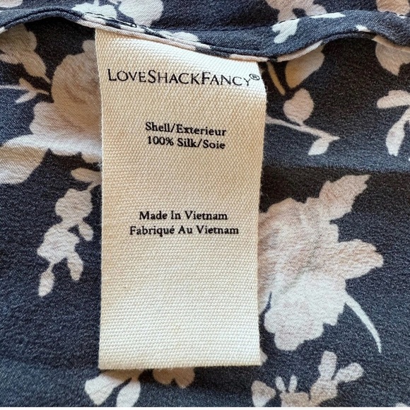 NWT LoveShackFancy Juree Floral Silk V-Neck Mini Dress in Almond Cookie Size 2 - Picture 4 of 7
